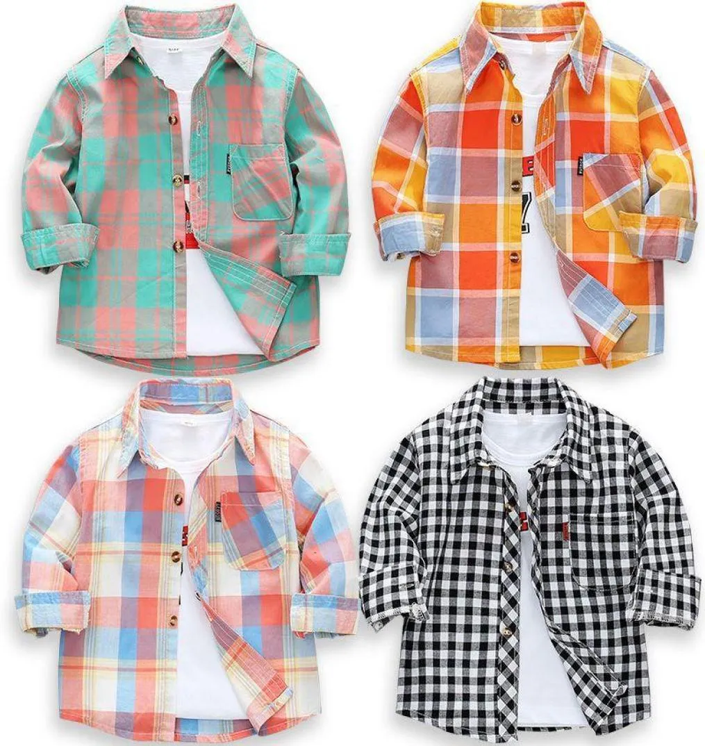 2020 New Toddler Boys Shirts Long Sleeve Plaid Shirt For Kids Spring Autumn Children Clothes Casual Cotton Shirts Tops 24M9Y8536487