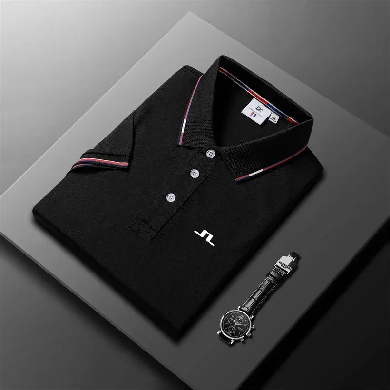 2024 JLindeberg Golf Brand Men Business Casual Polo Kort ärm T-shirt Summer Bekväm och andningsbar Street Top 240408