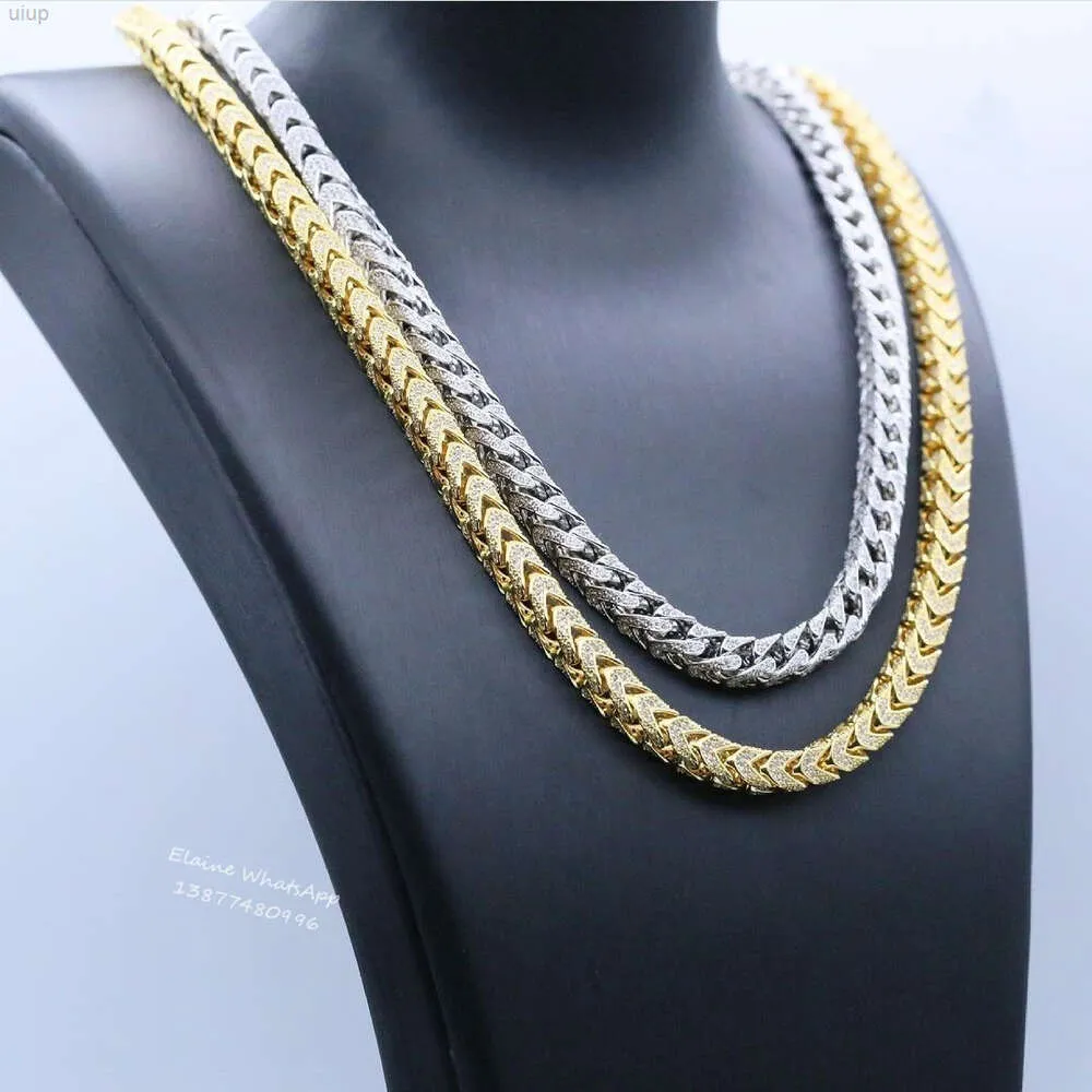 Men 925 Sterling Silver Cuban Link -ketting Iced 15m mm tweekleurige Cubaanse link