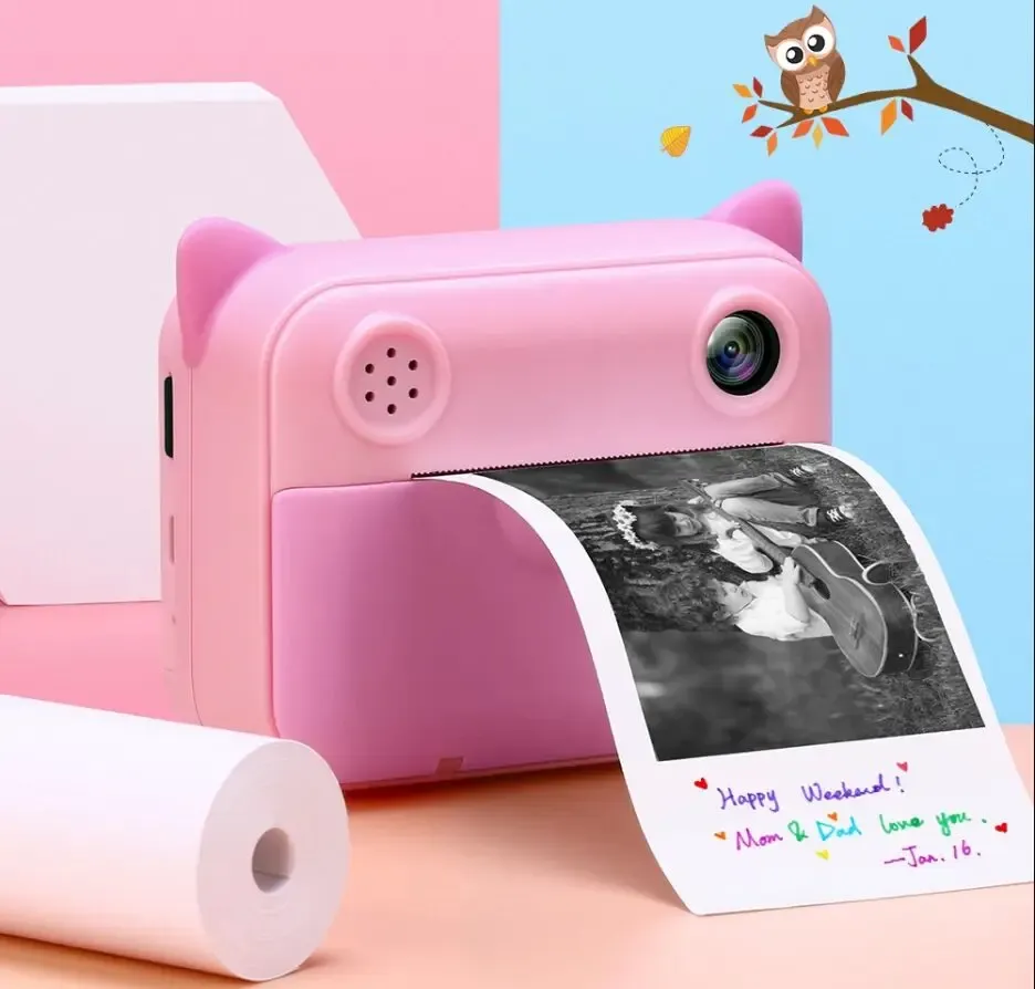 Connectors Kid Instant Print Camera Child Photo Camera Digital 2.4 Inch Screen Children's Camera Toy for Birthday Christmas Gift