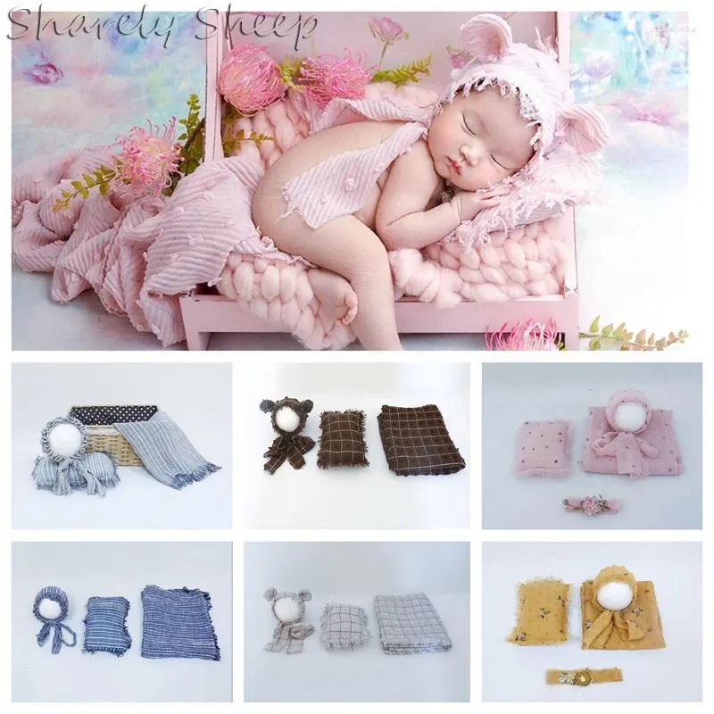 Blankets Born Pography Blanket Wrap Set Baby Boy Girl Hat Po Shoot Studio Posing Swaddle Wraps Foto Shooting Accessories