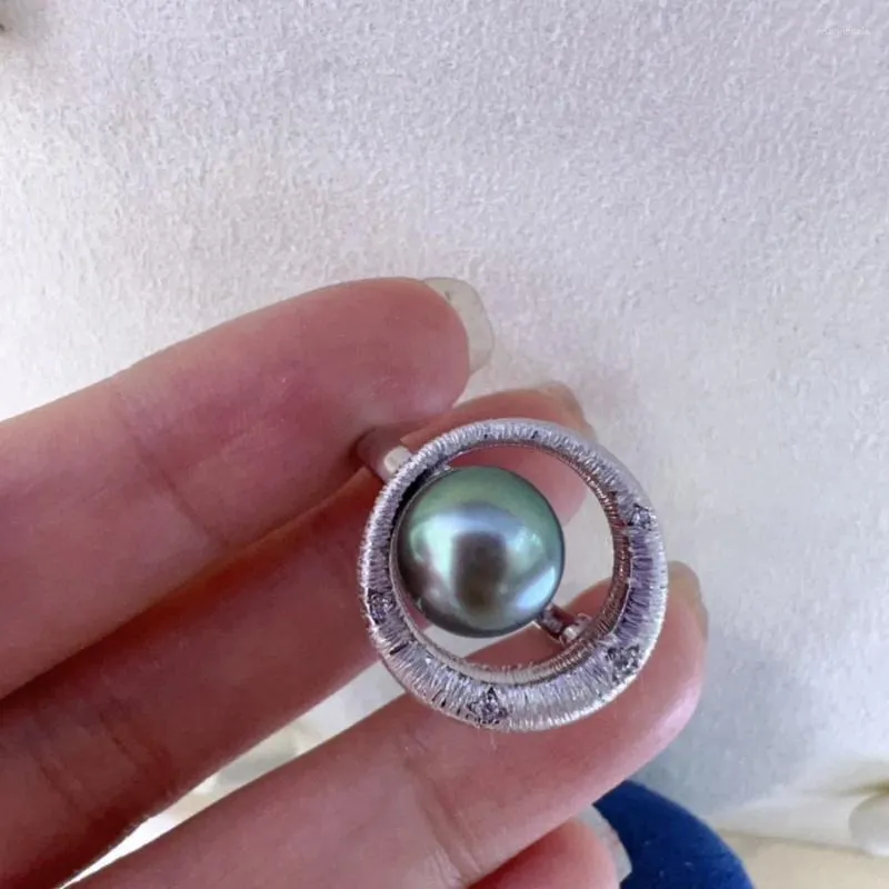 Clusterringe Meibapj 9-10mm natürlicher runder Pfauenblauer Perle Mode Ring Real 925 Sterling Silber Fine Hochzeit Schmuck für Frauen