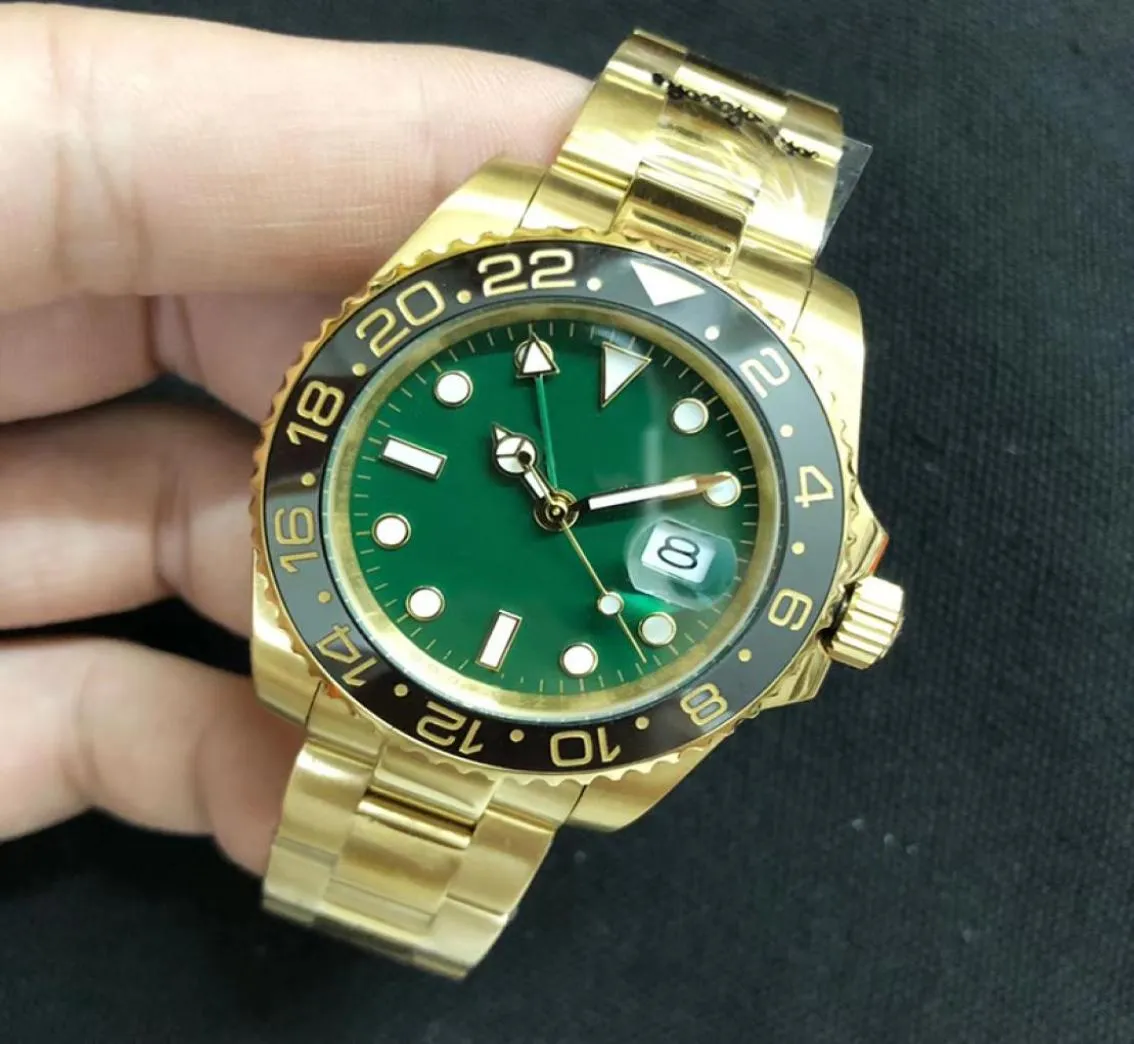 New Style RO Automatic 2813 Movement Sub Men Watch Green Dial 18k Gold Band Male Watch Monor Hemmo4251839