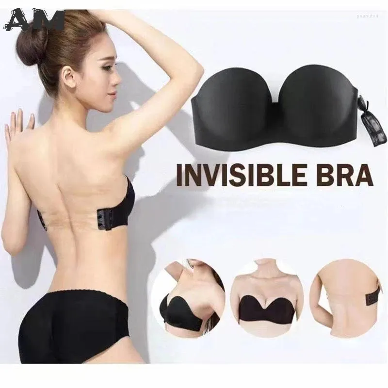 Bras Women Magic Push Up Bra Strapless Dames Unbired 1/2 Cup Back Band Dress Wedding Backless Invisible G#