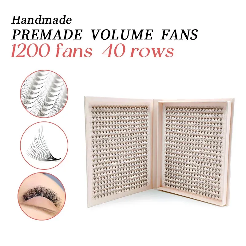 1200 fans Fake Lashes XXL MEGA TRAY MATTE Ultra Dark Premade Volume Fan Pointy Base Promade Fans Eyelash Extensions Makeup Tools 240403