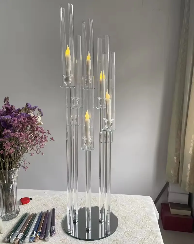 Hot sale acrylic or crystal glass candelabra table centerpieces for wedding event decoration wedding