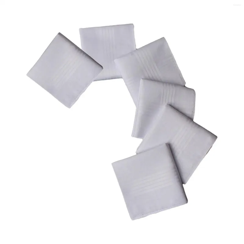 Bow Ties 6pcs Saf Beyaz Mendiller Set Düz Renkli Pamuklu Hankies Damatlar için Yumuşak Büyükbaba Baba Beyler