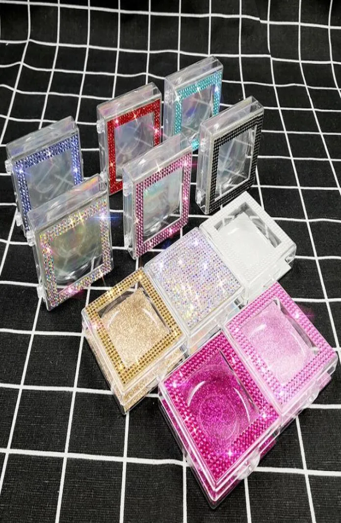 BLING EYELASH BOX Diamond Glitter Eye Lashes Packaging Box False Eyelashes Case Fake Eye Lashes Plastlådor GGA34581247256