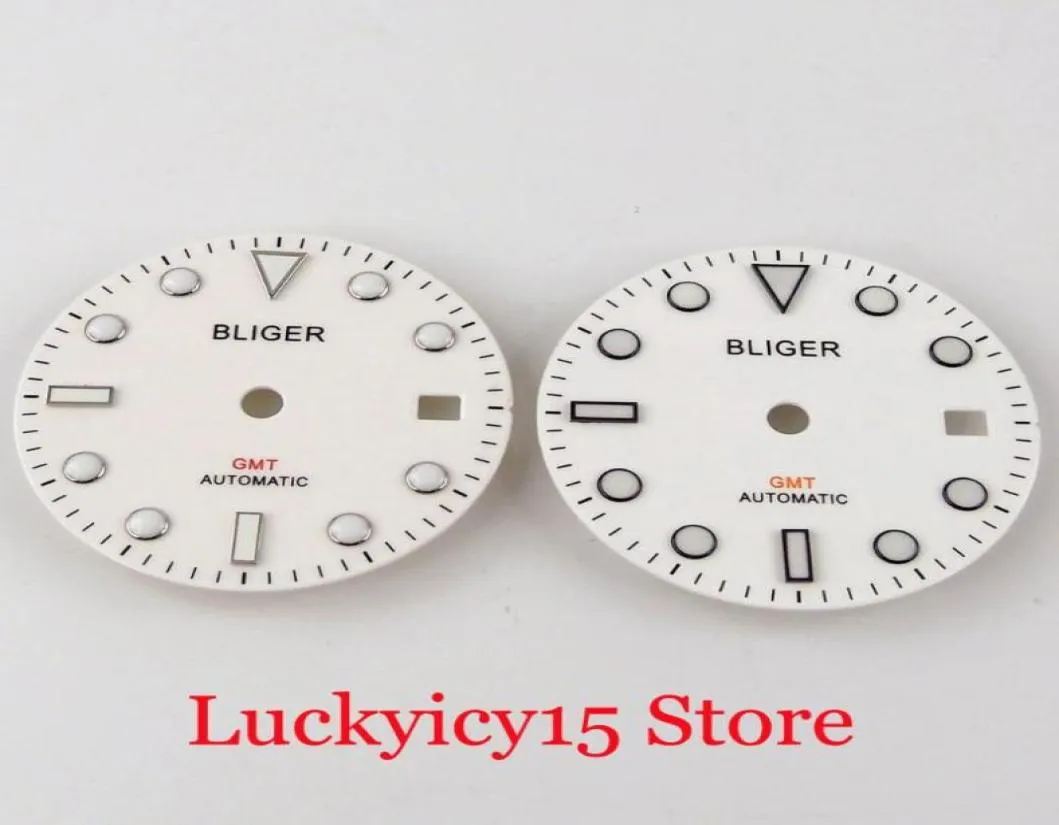 Kits de ferramentas de reparo Branco 313mm de relógio automático Dial Fit GMT Mingzhu 3804 Movimento Luminoous Marks6226967