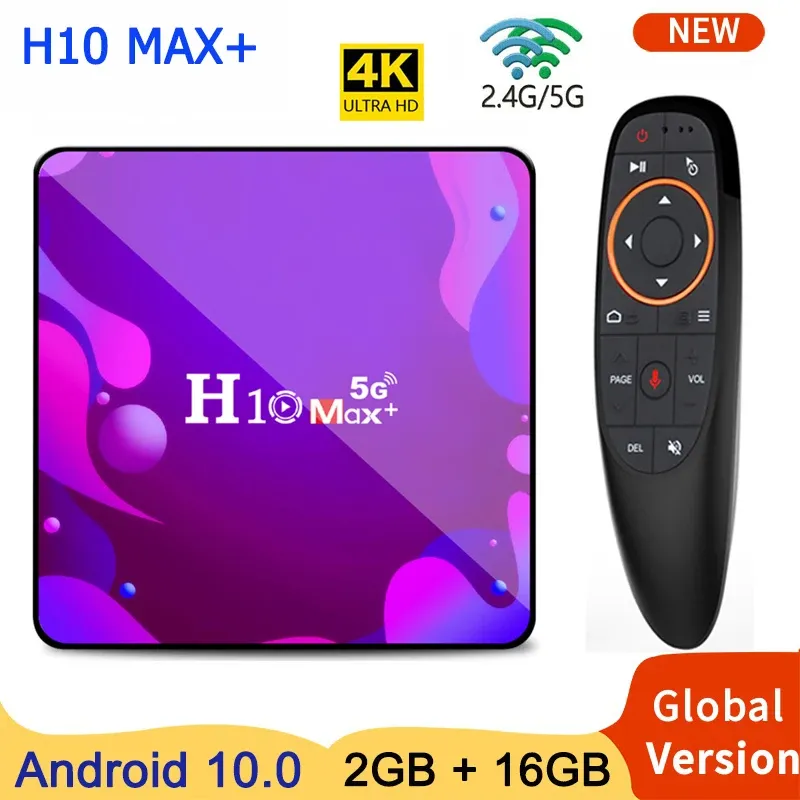 Box H10 Max Plus Smart TV Box Android 10 Set Top Box H313 Quad Core 2 Go 16 Go Rom 2.4G / 5G WiFi 1080p 4K Smart Media Player PK X96Q