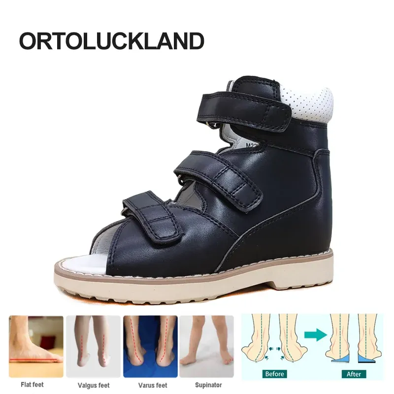 Кроссовки Ortoluckland Boys Sandals Лето 2023 Детские ортопедическая черная школьная обувь детская платформа для девочек малышей от 2 до 8 лет