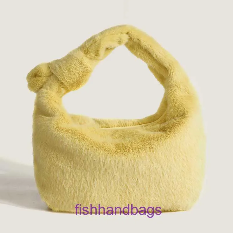 Anjbotegss jodie sac mode automne et hiver nouveau style en peluche de laine à main marque fraîche nouée avec un vrai logo
