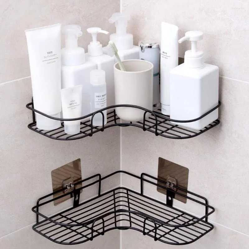 Hooks Corner Basket Shelf Rustproof Wall Mounted Rack Dusch Organizer förvaring för badrumskök