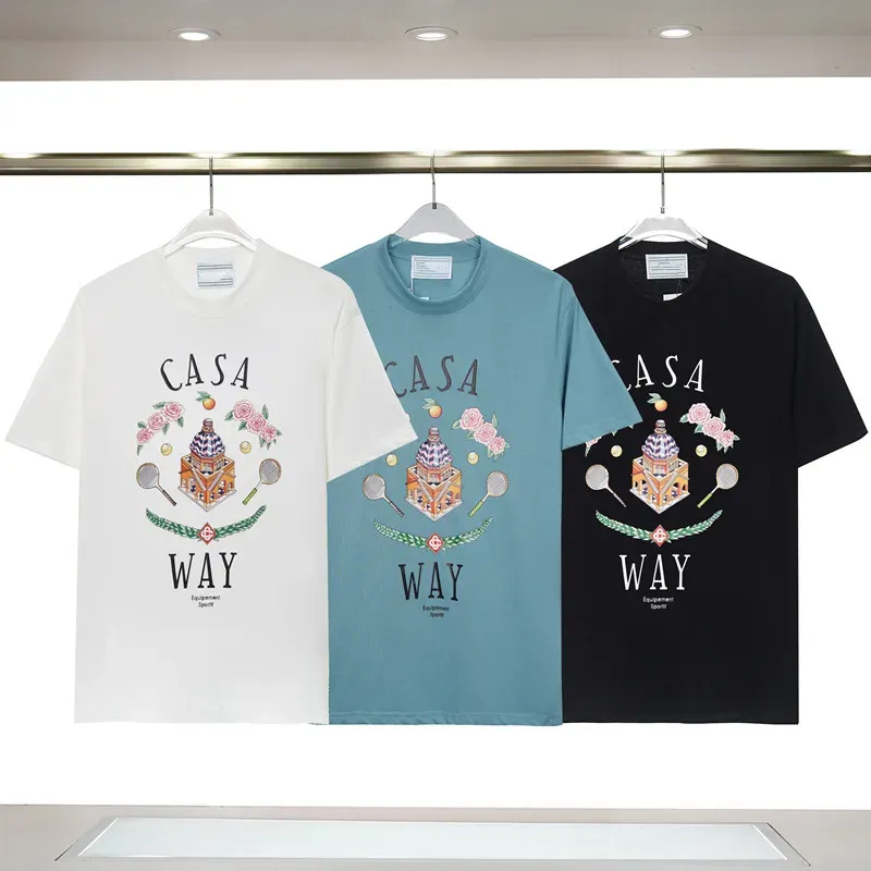 CASABLANC Camisetas de impresión de letras Luxury Luxury Black Fashion Summer Tope de manga corta de alta calidad S-XXXL