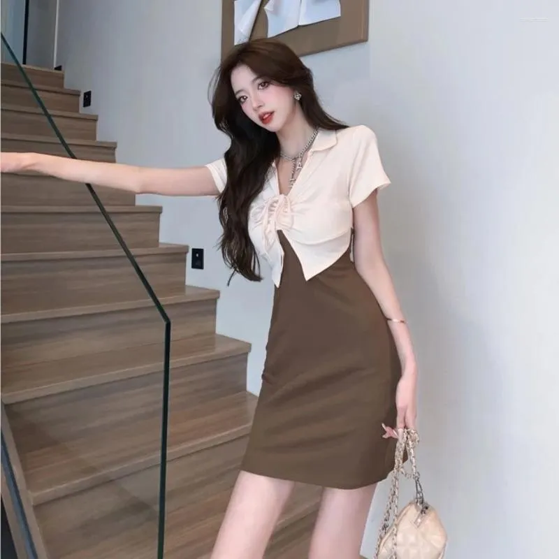 Summer Spicy Girls Short Sleeve Mini Dress Korean Fashion Slim Fit Elegant Empire Wrap Party Hip For Womens Casual Wear In 2024 From Ronartest 16.43 DHgate.Com