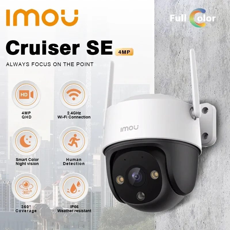 Cameras IMou 4MP WiFi IP Camera Cruiser Se Outdoor Smart Home Full Color Vision Human Detection Human Smart Tracking Security Protection