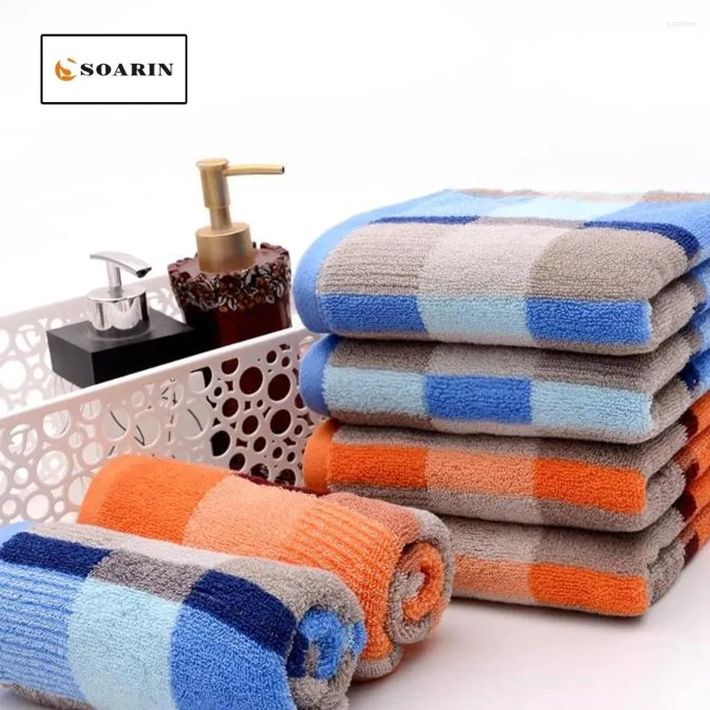 Towel SOARIN Plaid Jacquard Face Towels Cotton Hand Serviettes De Plage Pour Adultes Bathroom 34x75cm Badlaken