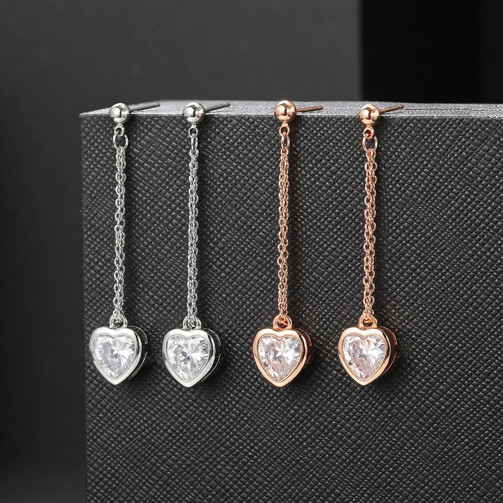 Orecchini in Argento 925, a Forma Di Cuore, Con Zirconi AAA, per