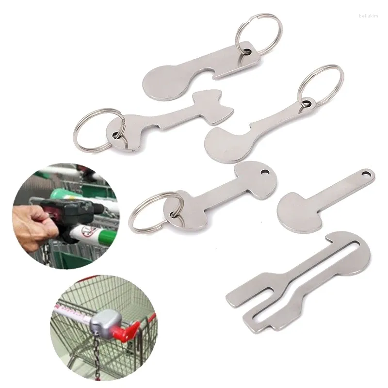 Keychains 1pcs Shopping Trolley Tokens Key Rings roestvrijstalen draagbare removers