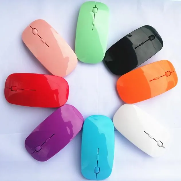 Souris d'ordinateur sans fil optique USB 24 g de souris super mince pour ordinateur portable PC avec 8 couleurs9280599