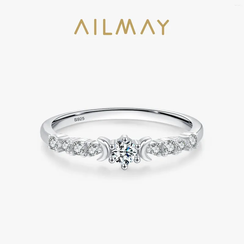 Кластерные кольца Ailmay Real 925 Серебряное серебряное сияющее элегантное цирконие