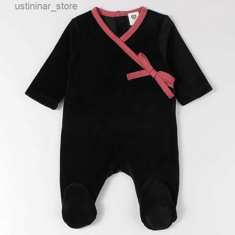 Rompers Body Body Absuit Abiti per bambini Abiti a maniche lunghe Bambini Abbigliamento Neonato per bambini Abiti per bambini con fiocco rosso L47