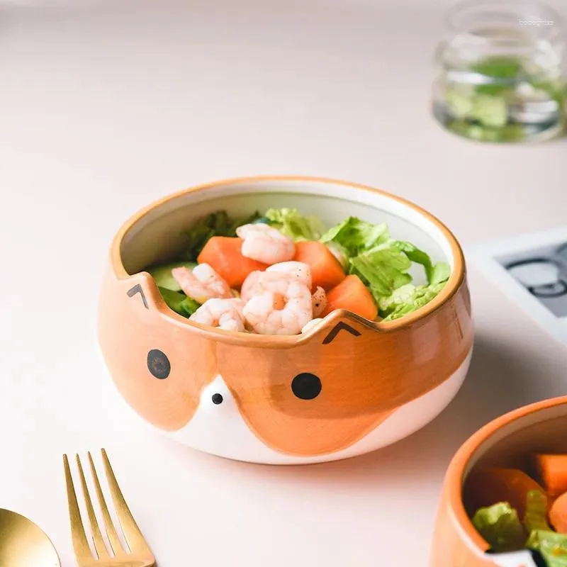 Bowls Under-glaze Color Ceramic Cartoon Bowl Fruit Salad High Temperature Oven Household Tableware