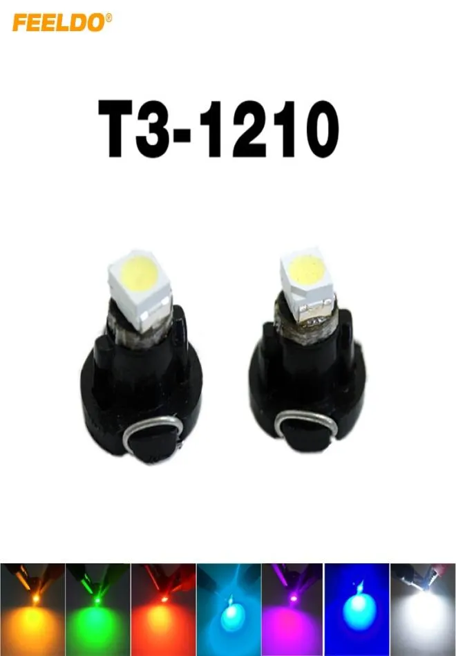 Feeldo 10PCS DC12V T3 12103528 칩 1 슬라이드 자동차 대시 보드 미터 패널 전구 전구 전구 7color 44483387102