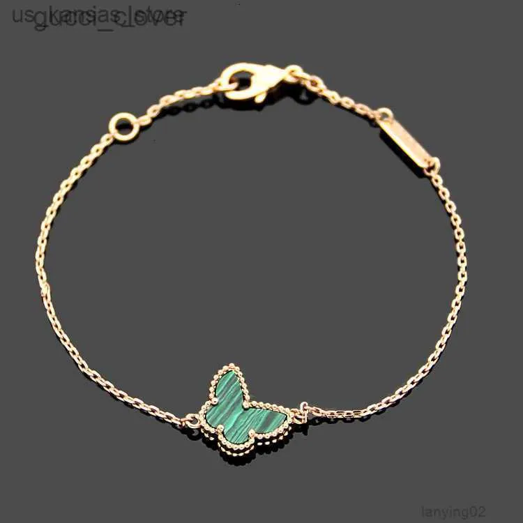 Bracelets de charme bracelets bracelets bracelets concepteur de luxe VC feuille de feuille mini bracelet papillon d'agate colorée avec diamant y240416oyllvdtj