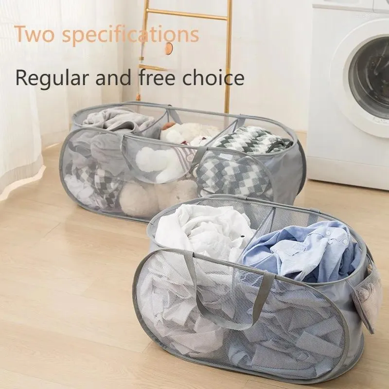Sacs à linge Panier en couches grand pliable 2-3 séparateurs vêtements sales avec des poignées pour salle de chambre à coucher salle de bain