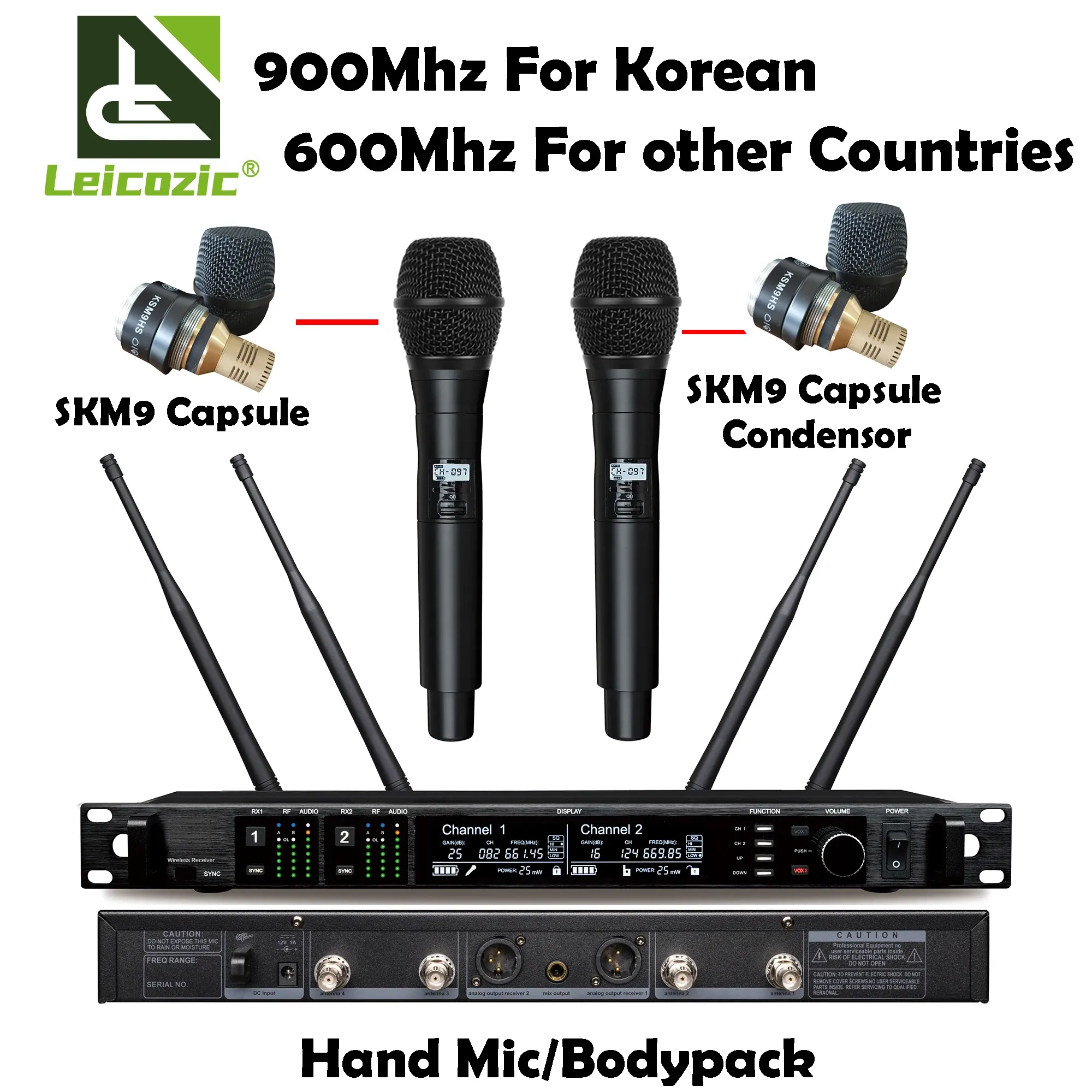 Microphones Leicozic AD4D / KSM9 900/500/600MHz étage Microphone Système de fil Microfone Mic Mic Lavalier Microfono UHF Microfon