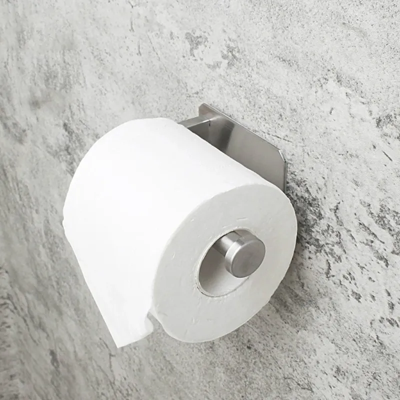 Kitchen Roll Paper Self Adhesive Wall Mount Toilet Paper Holder Stainless Steel Bathroom Tissue Towel Accessories Rack Holders