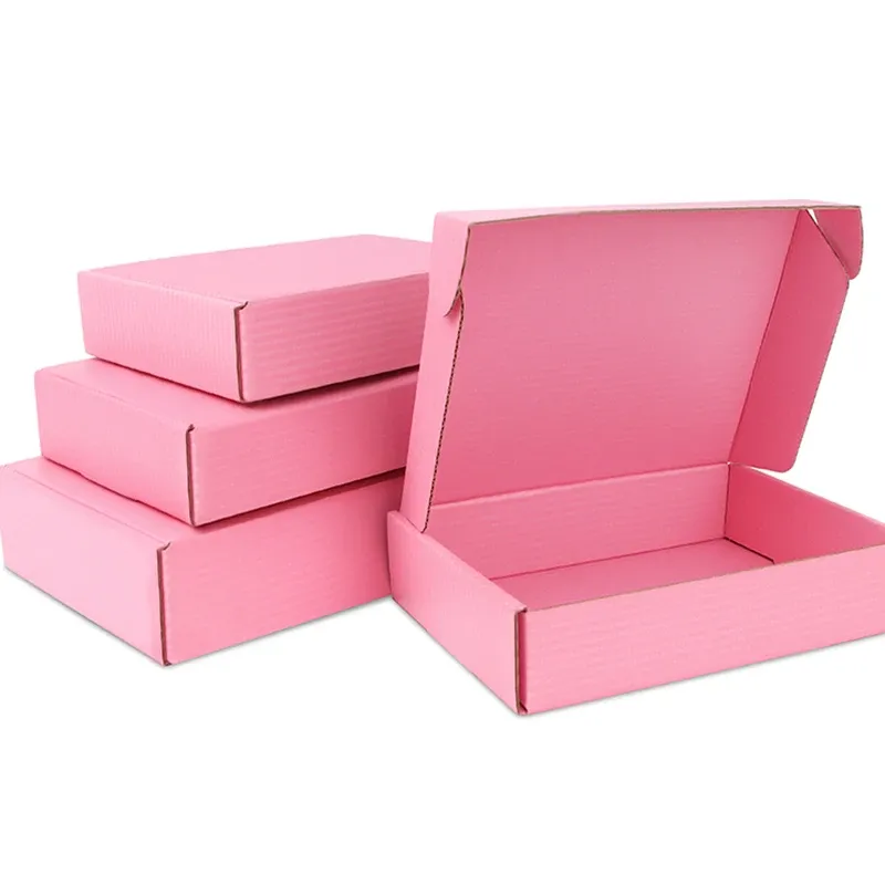 봉투 10pcs 분홍색 작은 판지 포장 상자 두껍게 3 층 골판지 재활용 종이 운송 상자