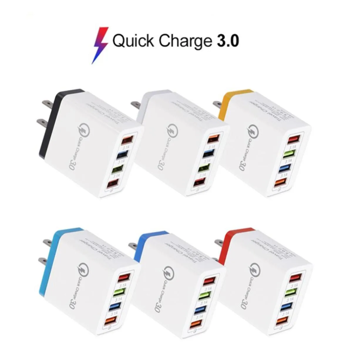 4 USB Fast Charger 5V 3A multiport travel charger plug Fast Charger Mobile For iphone 12 11 pro max Samsung Xiaomi Huawei DHL5336410