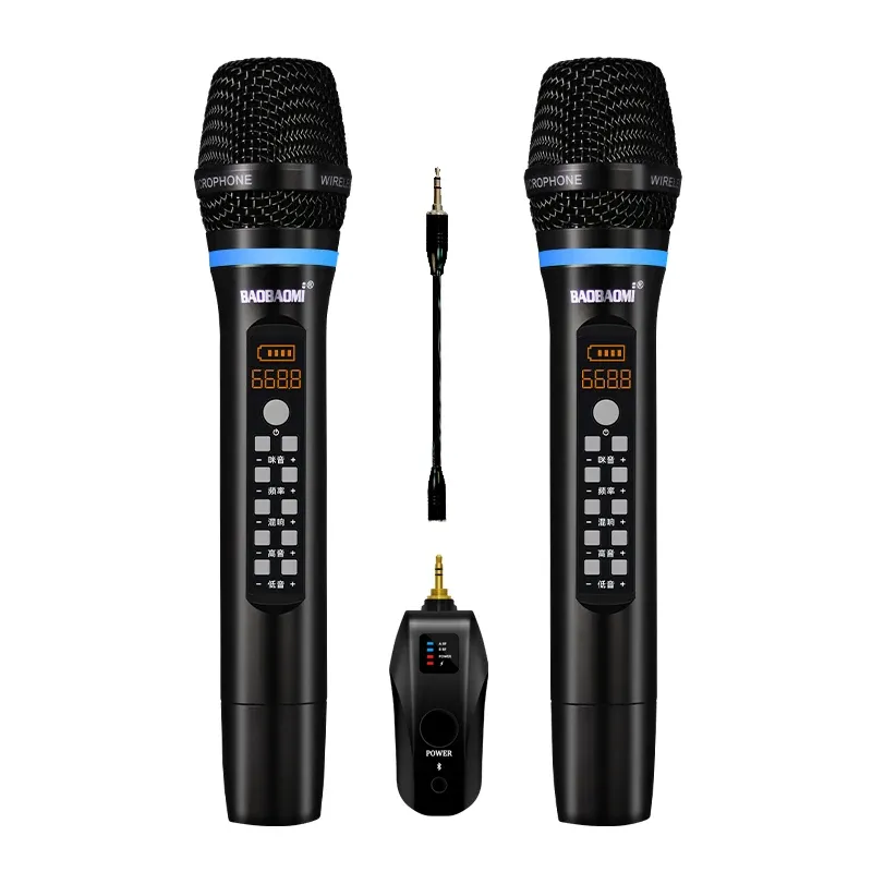 Микрофоны D900+513 Беспроводная перезарядка Studio Microphone UHF Беспроводной микрофон караоке профессиональный портативный беспроводной микрофон Bt