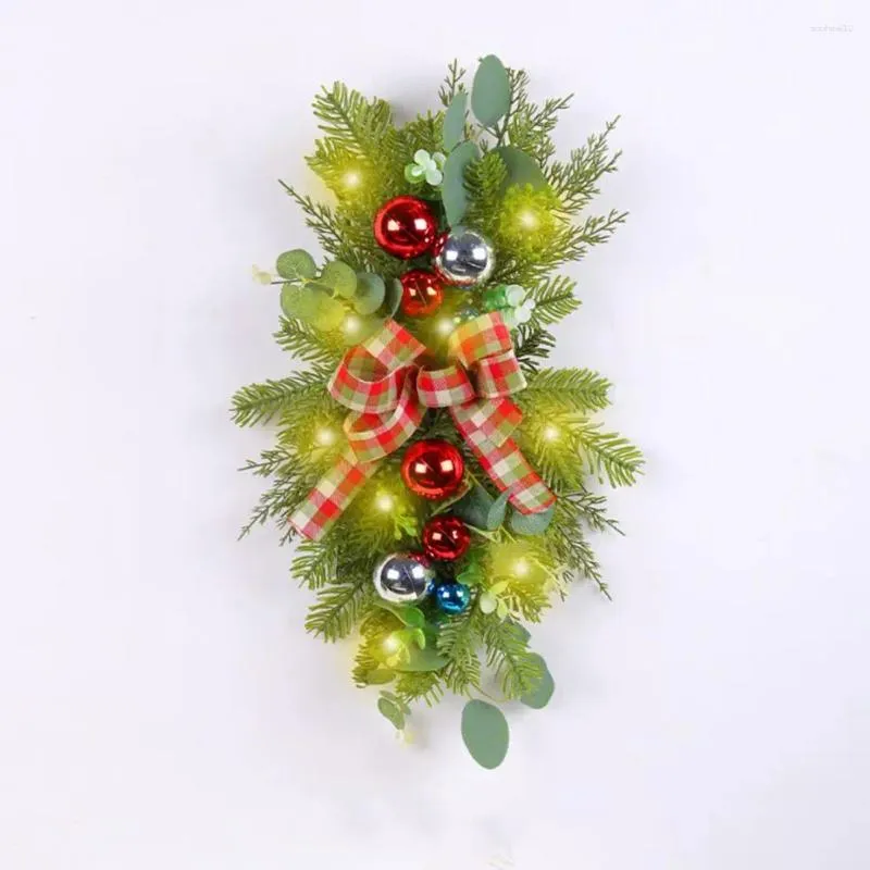 Flores decorativas Feliz natal grinaldas de escada festiva bola colorida bola de planta artificial pinheiro pinho bowknot decoração férias reutilizáveis