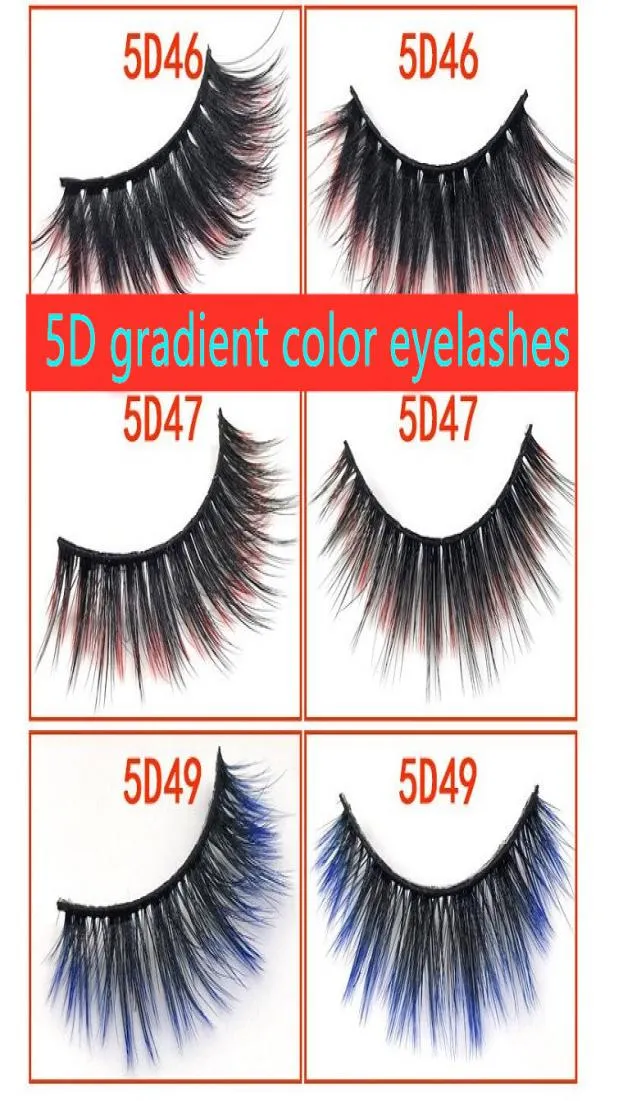 رموش الألوان 5D التدرج 15 STYLES5D MINK PACK طبيعية سميكة الرموش الخاطئة المكياج المصنوع يدويًا الرموش الخاطئة في Bulk6199736