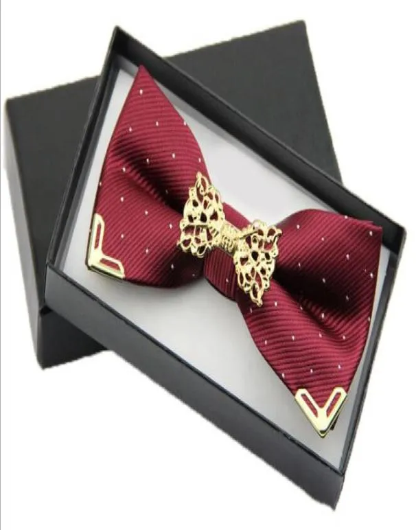 Brudgummen binder highend men039s koreansk version av den brittiska bågen men039s klänning bröllop brudgummen groomsman metall bow tie1390289