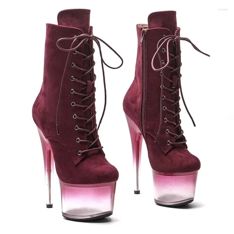 Dance Shoes Fashion Sexy Model Shows Suede Upper 17CM/7Inch Women's Platform Party High Heels Pole Boots 241