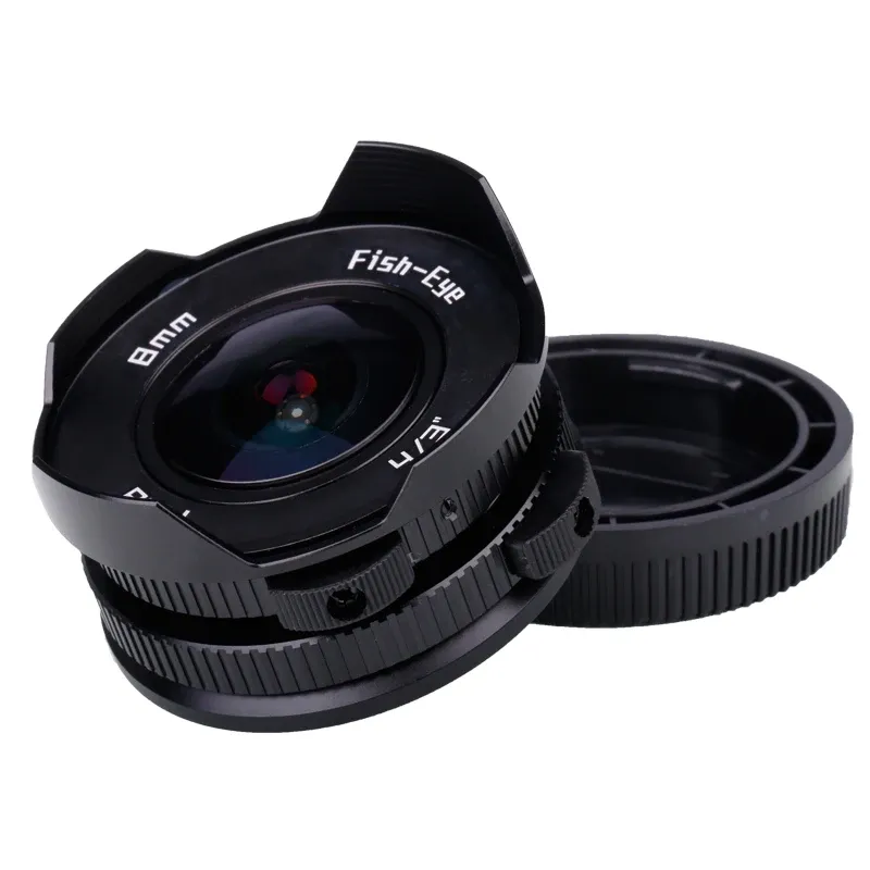 Aksesuarlar 8mm F3.8 Fisheye Lens M4/3 Montaj Kamerası için Süper Geniş Açılı Fisheye Lumix GX8 GX85 G7 Olympus EM5 EM10II EPL8