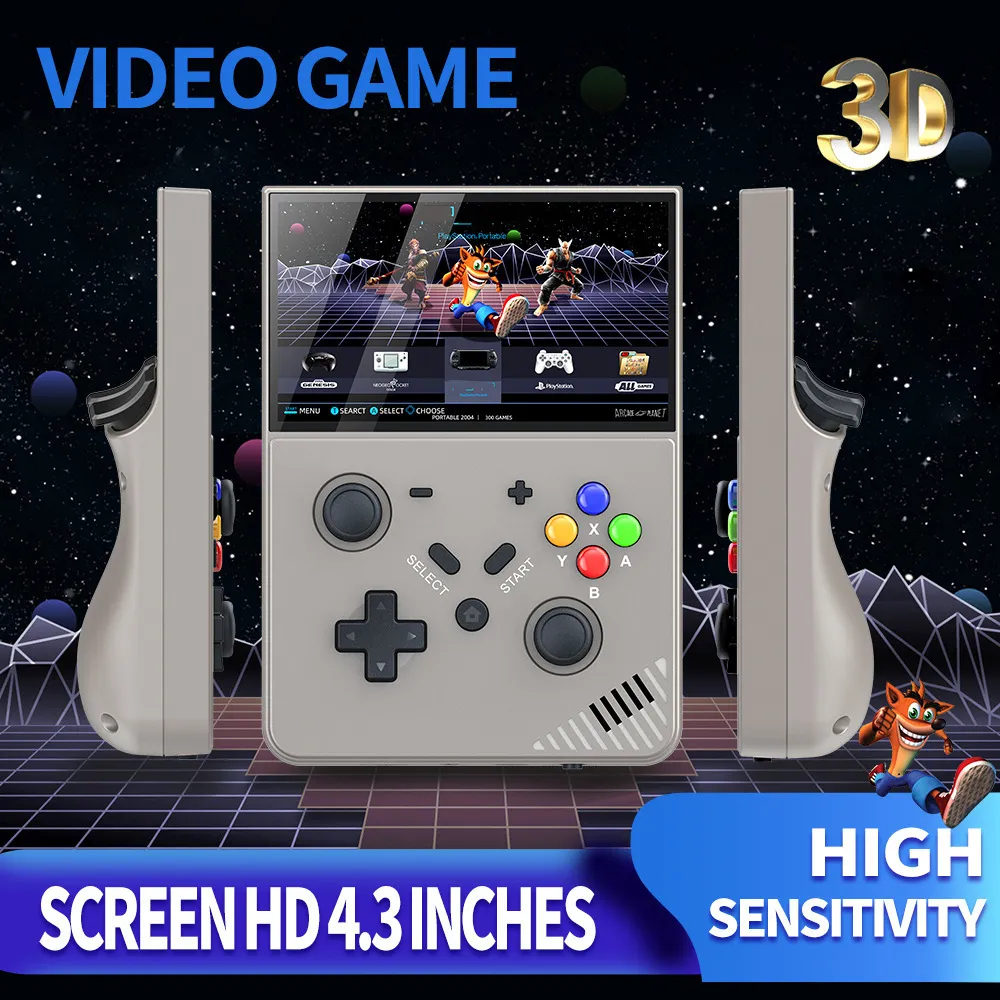 M18 Game Console Schermo HD Schermo da 4,3 pollici giocatore di gioco portatile 64 GB Dual Joystick Emuelec Linux per FC SF NES GBA MD PS1 Arcade 25 Simulatori PK R36S