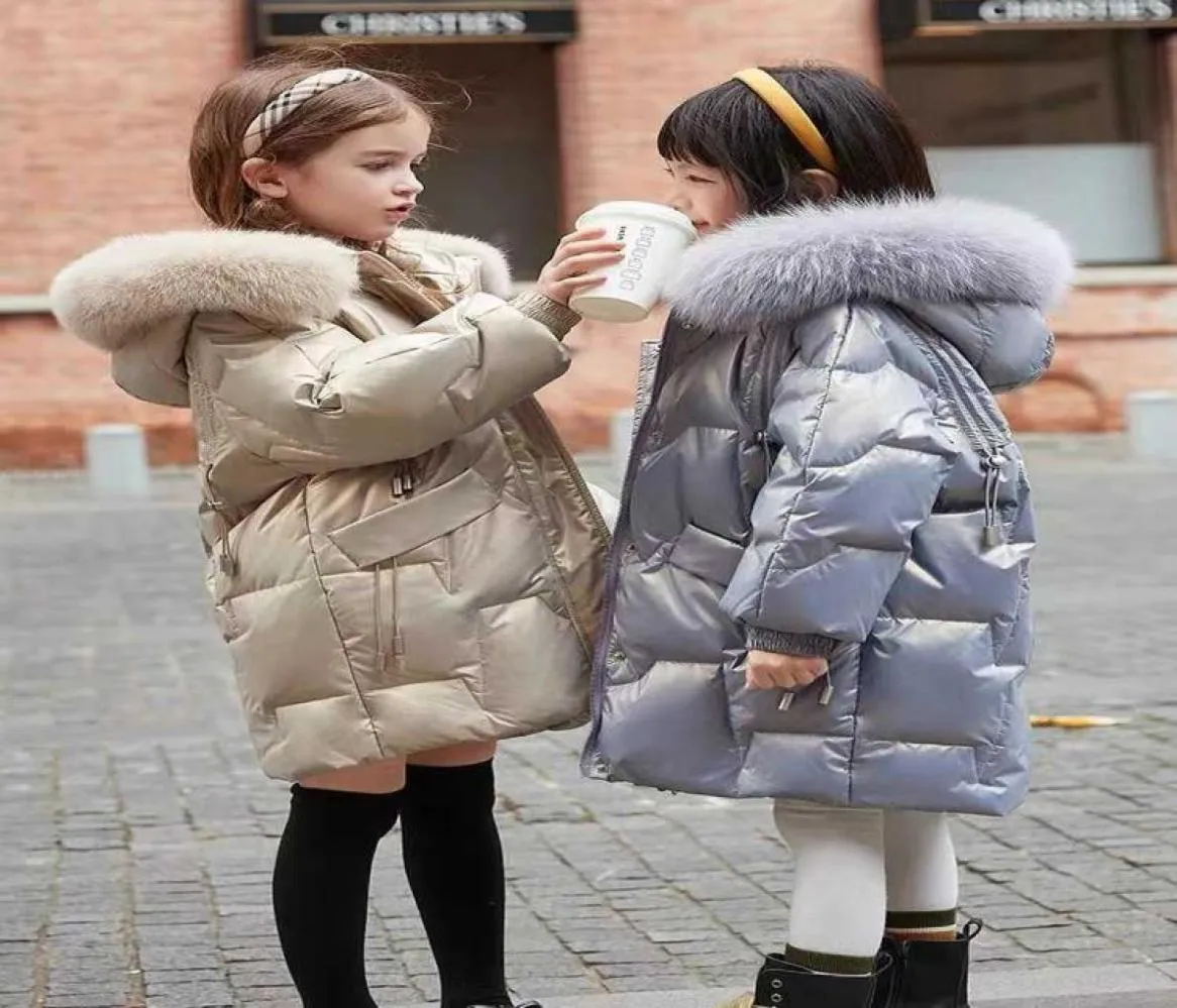 Jackets Children039s down jacket girls039 medium and long 2022 new foreign style girls039 winter coat girls039 warm wi1905264