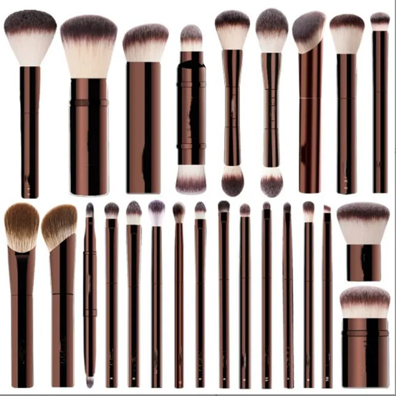 EPACK Hourglass Makeup Brushes Set - 16-pcs Powder Blush Eyeshadow Crease Concealer eyeLiner Smudger Dark-Bronze Metal Handle Cosmetics Tools