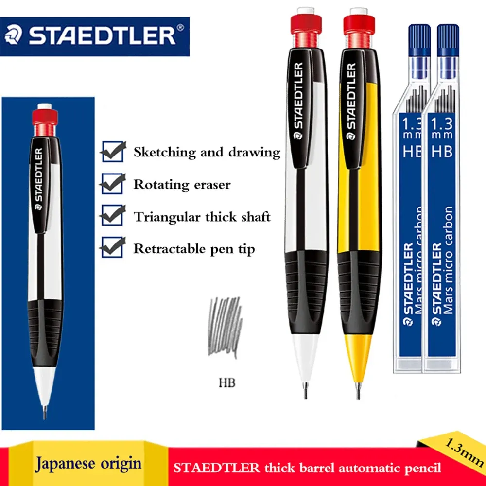 Ołówki Staedtler mechaniczny ołówek 771 Trójkątne ołówek Projektowanie Pisanie Pisanie Malowanie 1,3 mm Antislip Guma Grip School Supplies