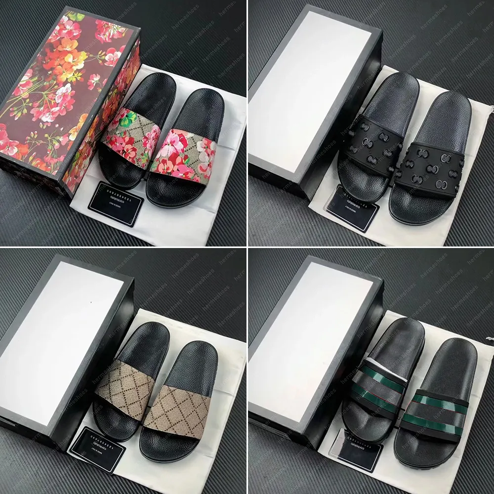 Designer Sandals Italy Slippers paris Rubber Slides Sandals Floral Brocade Women Men luxury Flat Bottoms Flip Flops Womens Fashion Striped Beach slippers 35-45