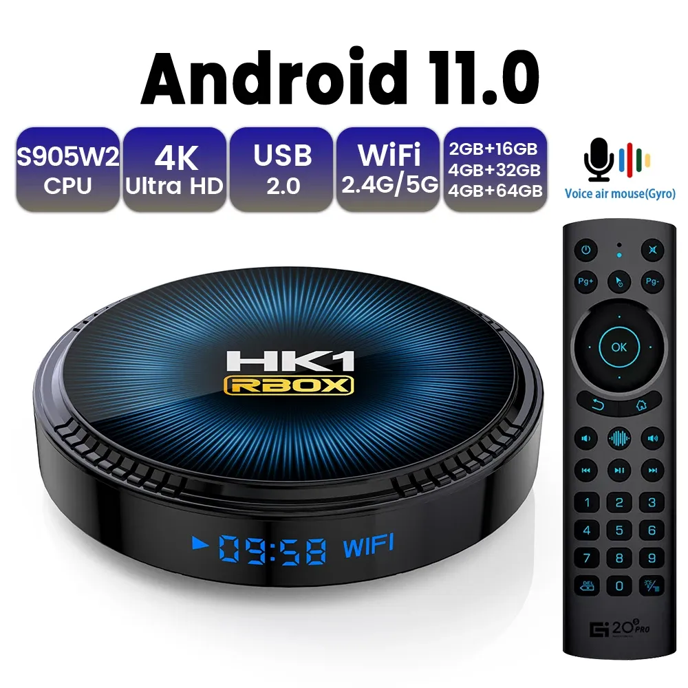 Box Android 11 TV Box 4K 3D Dual WiFi Bt4.1 Amlogic S905W2 32G 64G AV1 Hoge Quality zeer snelle doos