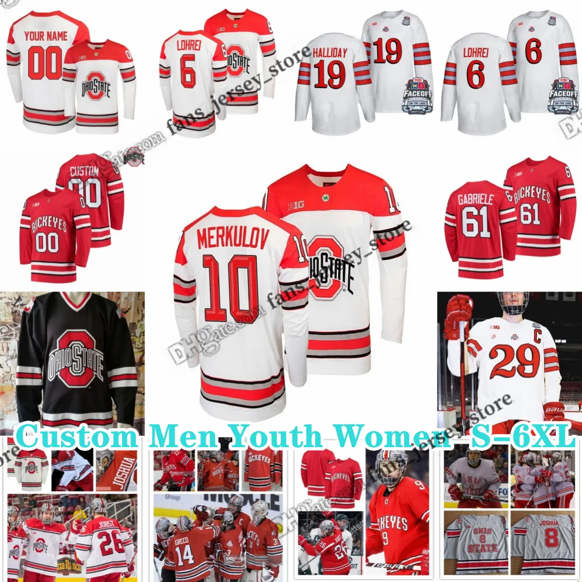 Custom S-6XL Ohio State Buckeyes Hockey Jersey 16 Quinn Preston 29 Gustaf Westlund 61 Grant Gabriele Ryan Kesler Paul Pooley Dave Caruso R. J. Umberger Ryan Dzingel Dalpe