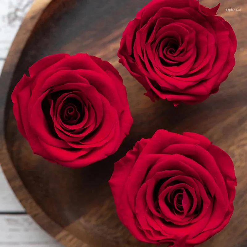 Dekorativa blommor 8st/box rose blommahuvud naturligt bevarad torkad diy gåva till bröllopsdekoration Alla hjärtans dag julheminredning