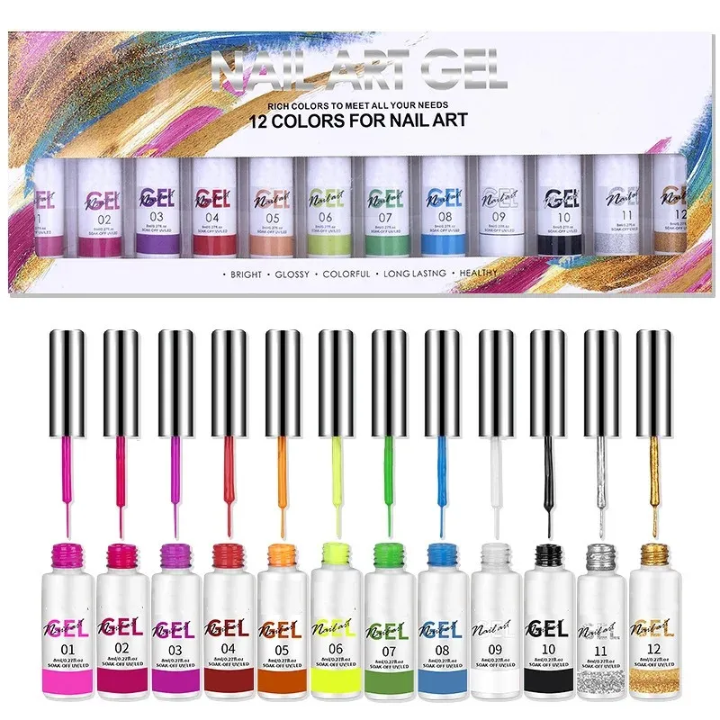 Nail Art Gel Polish Kit Soak Off UV/LED Semi Permanent Varnish Gel Nail Polish Lacquer Salon Painting Designs