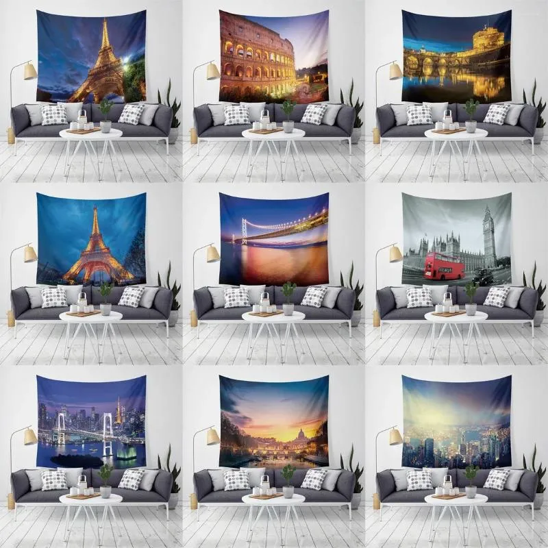 Arazzi personalizzabili arazzi personalizzati per letti da yoga coperta moderno torre urbano decorazioni per la casa appesa